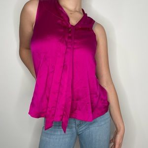 Theory Hot Pink Silk Blouse with tie neck 💋
